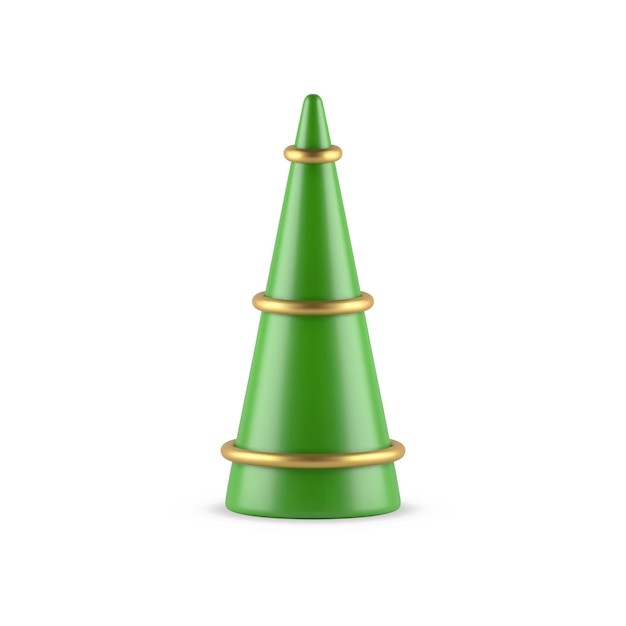 Diseño decorativo de forma de cono de árbol de Navidad abstracto minimalista elegante con vector de anillos de oro