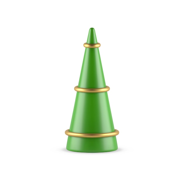 Diseño decorativo de forma de cono de árbol de navidad abstracto minimalista elegante con vector de anillos de oro