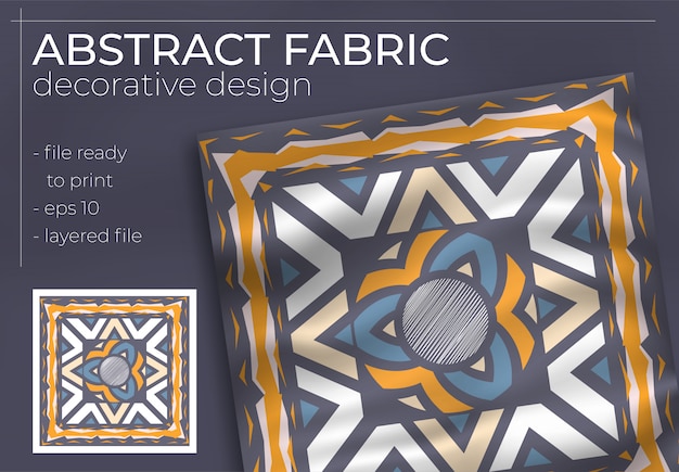 Vector diseño decorativo de tela con maquetas realistas para la producción de impresión.