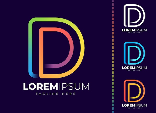 Diseño degradado colorido del logotipo de la letra d