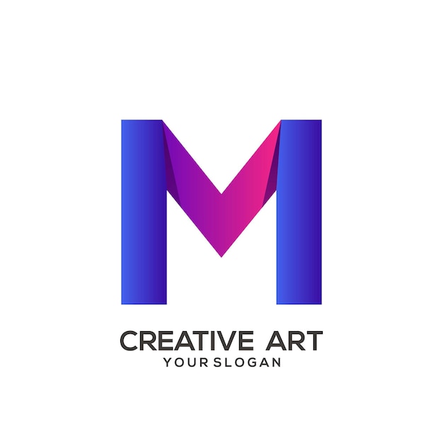 Diseño degradado colorido del logotipo de la letra m