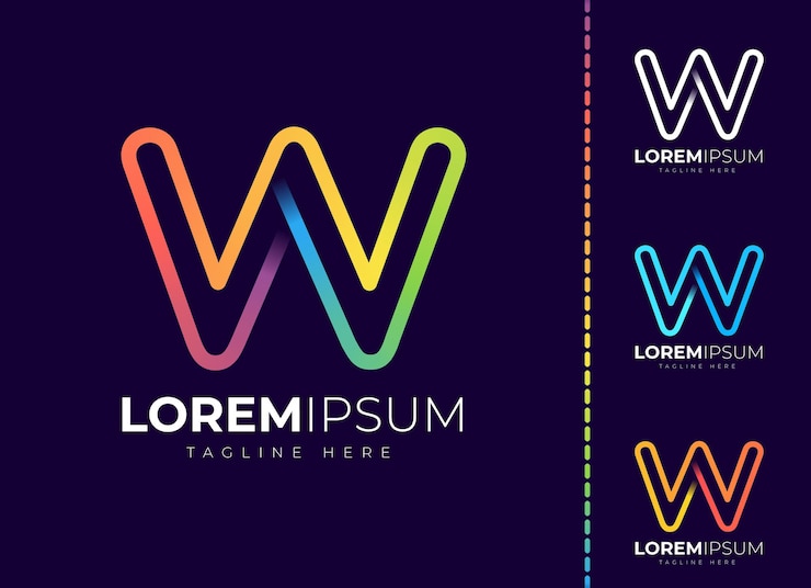 Vector diseño degradado colorido del logotipo de la letra w
