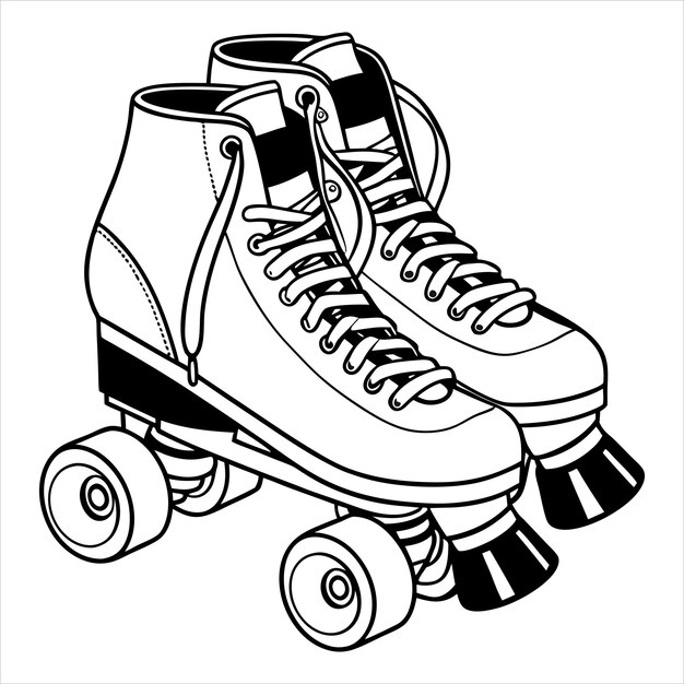Diseño deportivo retro de patines de rodillos clásicos con cordones