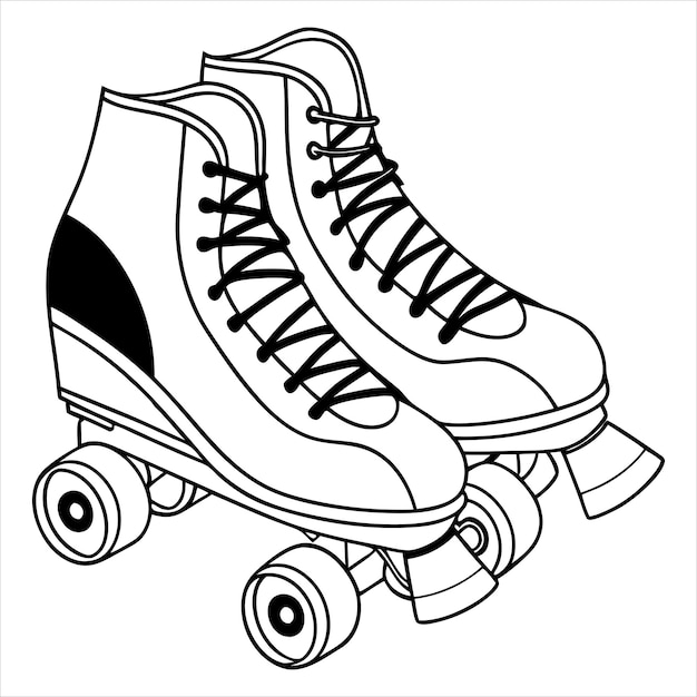 Diseño deportivo retro de patines de rodillos clásicos con cordones
