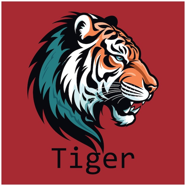 Vector diseño detallado de cara de tigre para diseño de logotipo