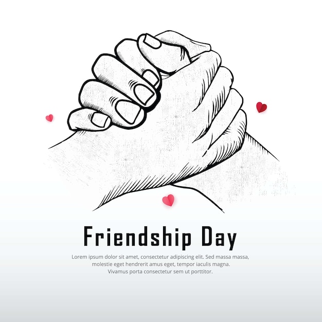 Vector diseño del día de la amistad con apretón de manos silueta