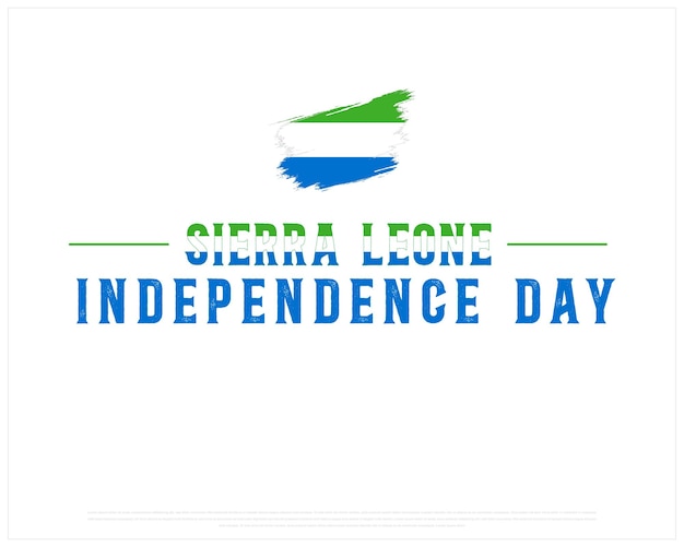 Diseño del Día de la Independencia de Sierra Leona con pincel Bandera sobre un fondo blanco Día de la Independiencia
