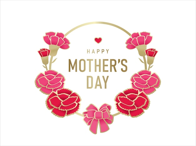 Diseño para el día de la madre con hermosas flores de clavel y cinta