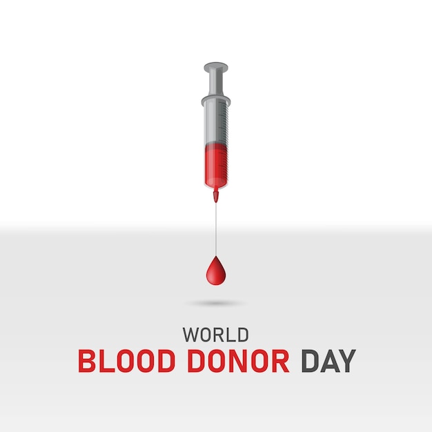 Diseño del Día Mundial del Donante de Sangre Inyección e ilustración de gota de sangre