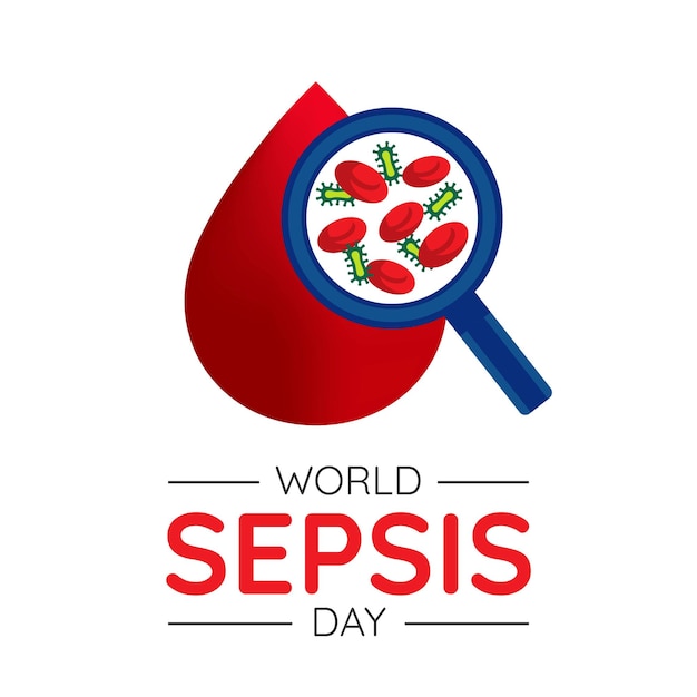 Diseño del Día Mundial de la Sepsis con ilustración de sangre