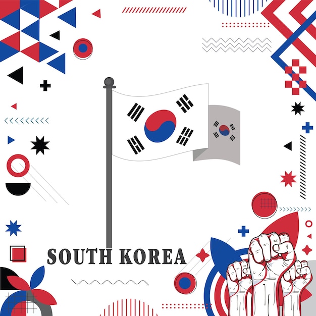 Diseño del día nacional de la bandera de Corea del Sur Ilustración vectorial de decoración geométrica abstracta