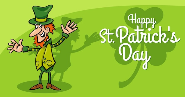 Diseño del día de san patricio y duende de dibujos animados con trébol