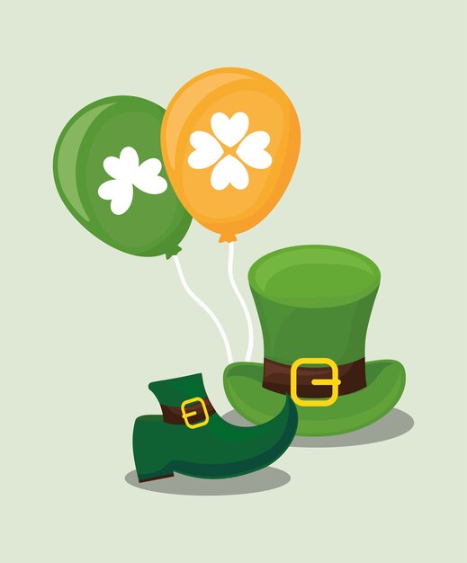 Diseño de día de San Patricio con sombrero de copa y arranque de duende