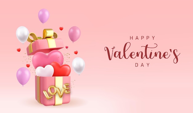 Vector diseño de día de san valentín 3d