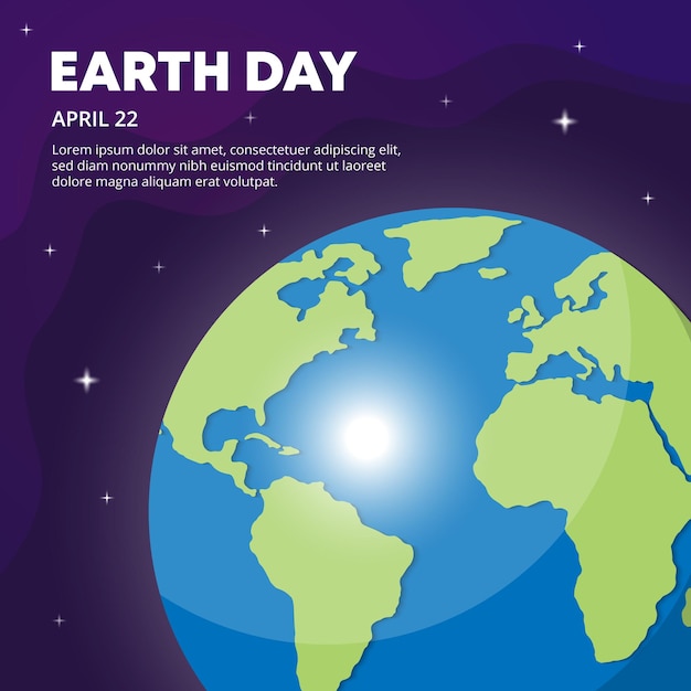 Diseño del día de la tierra con ilustración de la tierra y el espacio exterior.