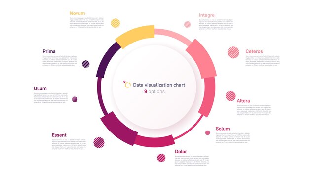 Diseño de diagramas circulares vectoriales plantilla moderna para la creación de infografías presentaciones informes