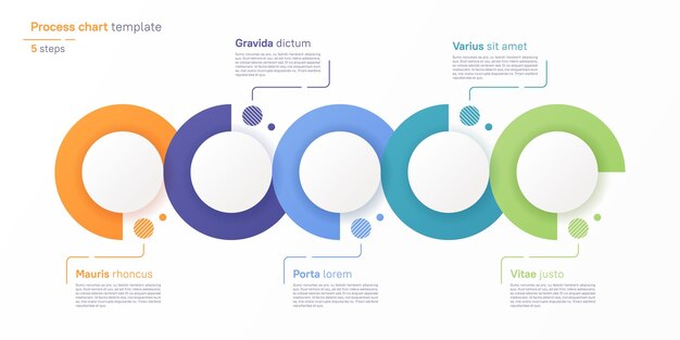 Diseño de diagramas de procesos vectoriales plantilla moderna para la creación de infografías presentaciones informes