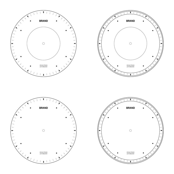 Diseño de dial de reloj analógico de vector simple en blanco