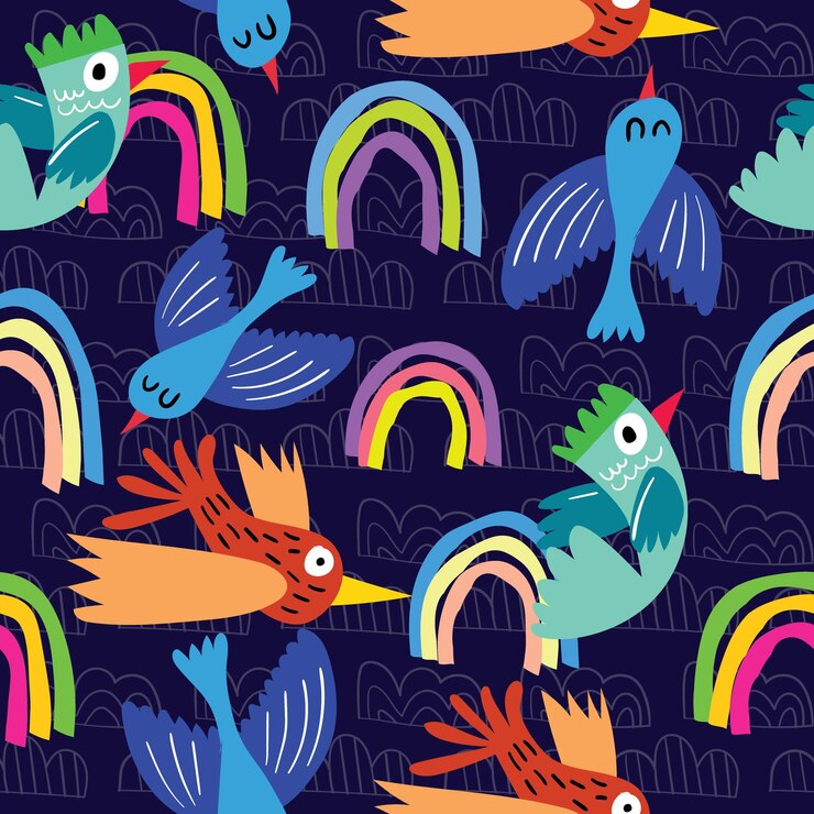 Vector diseño dibujado a mano por bebés para tarjetas de carteles textiles patrón de animales bebés diseño de tela para bebés
