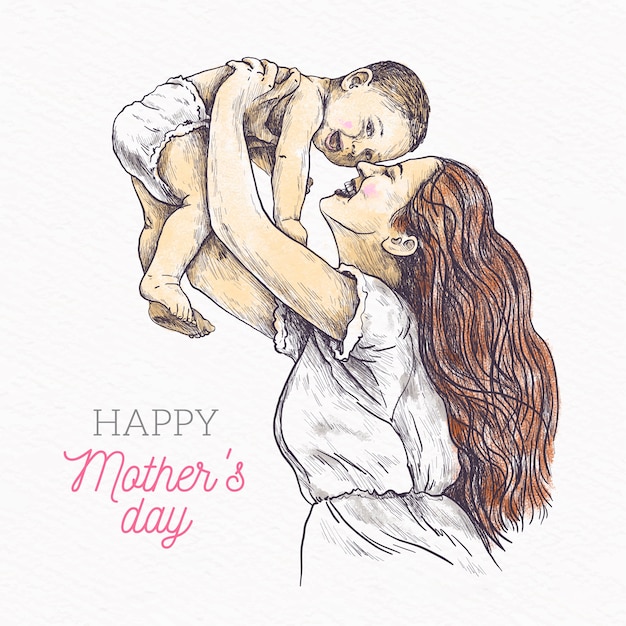 Diseño dibujado a mano del día de la madre