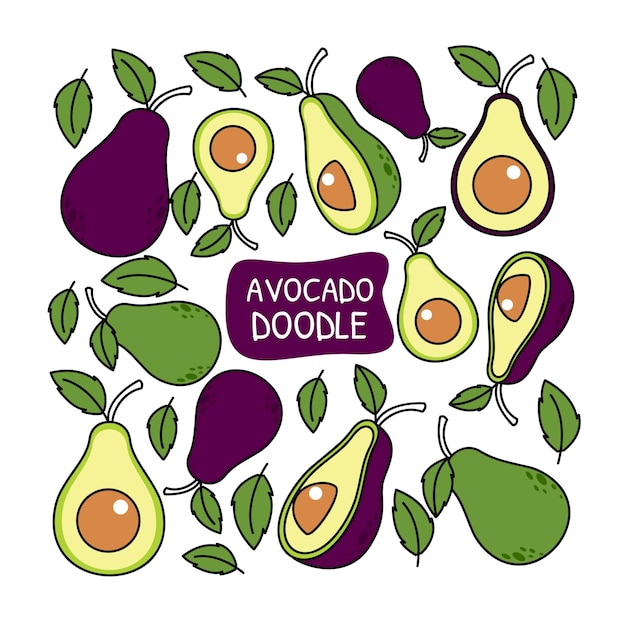 Diseño dibujado a mano de garabato de aguacate