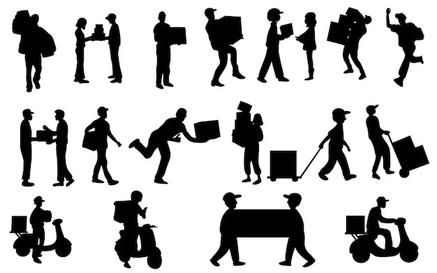diseño dibujado a mano del mensajero de silueta de clipart