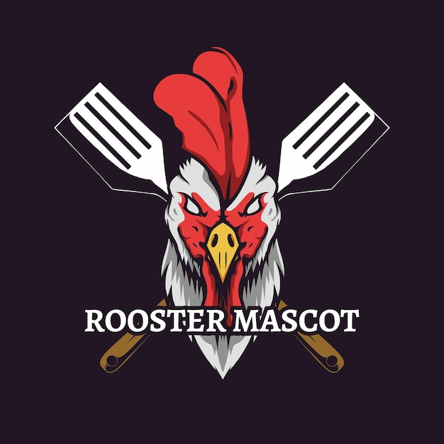 Vector diseño de dibujo del logotipo de la mascota del gallo