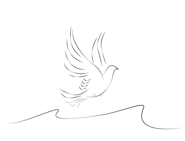 Diseño de dibujo de paloma de pájaro para decoración de pintura mural. animal y pájaro naturaleza juntos artístico de