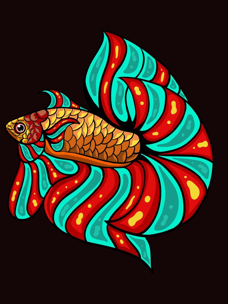 Diseño de dibujo vectorial de peces betta muy atractivo