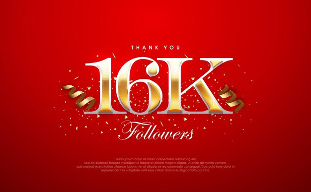 Diseño de dibujos animados para 16k seguidores celebración concepto simple y moderno
