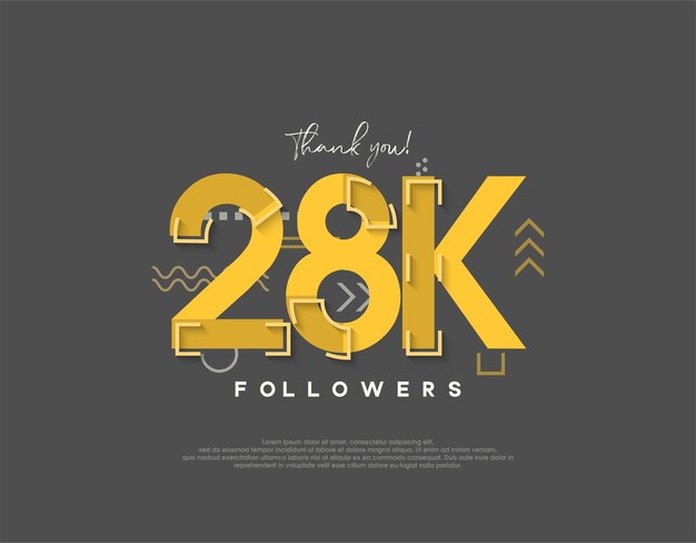 Diseño de dibujos animados para 28k seguidores celebración concepto simple y moderno