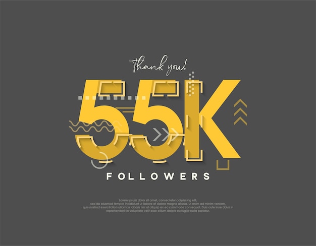 Diseño de dibujos animados para 55k seguidores celebración concepto simple y moderno