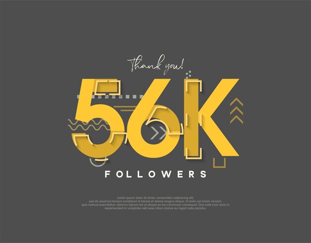 Diseño de dibujos animados para 56k seguidores celebración concepto simple y moderno
