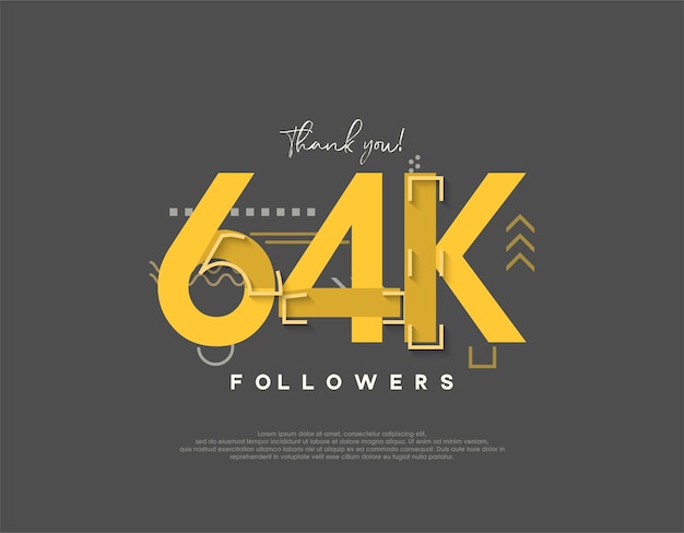Diseño de dibujos animados para 64k seguidores celebración concepto simple y moderno