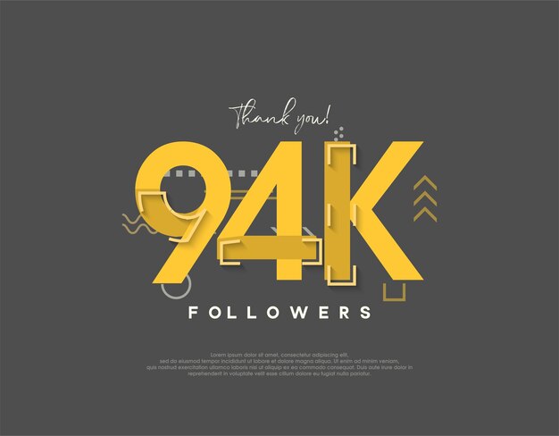 Diseño de dibujos animados para 94k seguidores celebración concepto simple y moderno