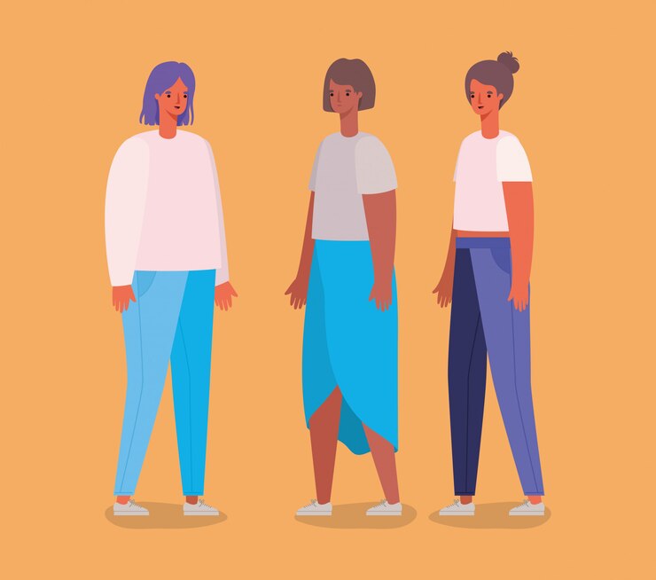 Vector diseño de dibujos animados de avatares de mujeres