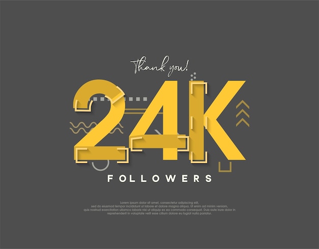 Diseño de dibujos animados para celebración de 24k seguidores concepto simple y moderno