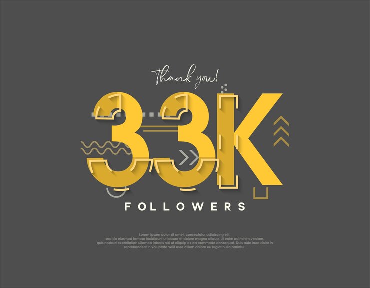 Vector diseño de dibujos animados para celebración de 33k seguidores concepto simple y moderno