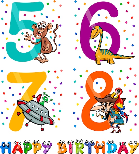 Vector diseño de dibujos animados de cumpleaños para niño