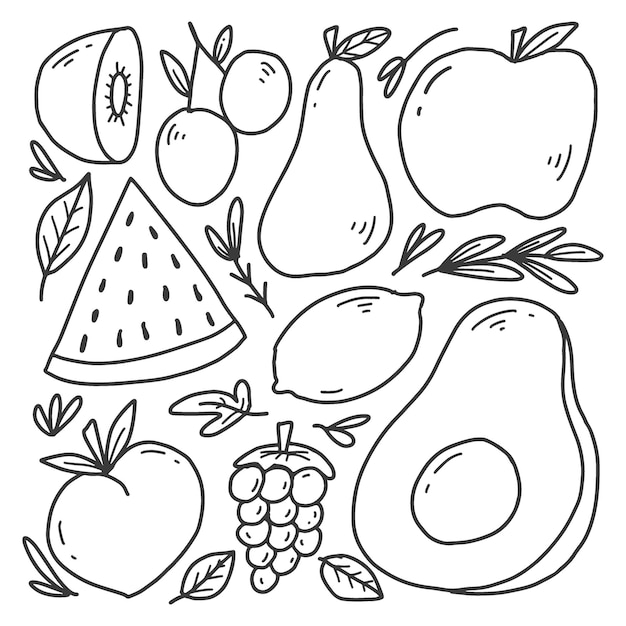 Vector diseño de dibujos animados de doodle de fruta dibujada a mano