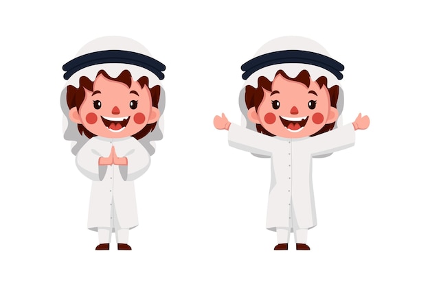 diseño de dibujos animados de un hombre árabe con ropa blanca y turbante adecuado para libros y pegatinas para niños