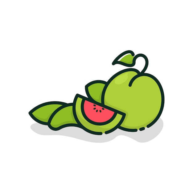 diseño de dibujos animados de ilustración de guayaba fresca