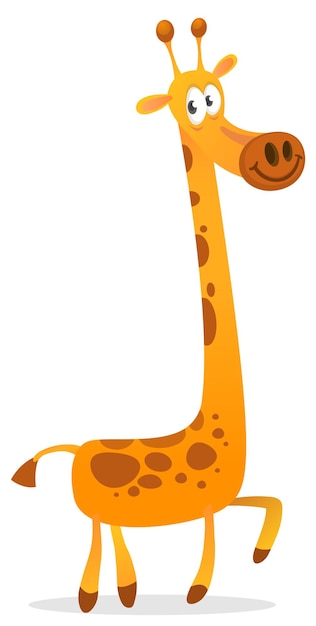 Diseño de dibujos animados de jirafa divertida ilustración vectorial aislado en blanco