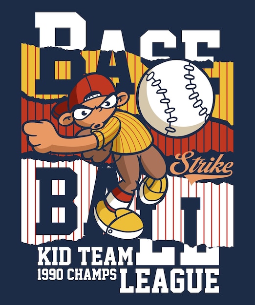 Diseño de dibujos animados de la Liga de Campeones del Equipo de Béisbol