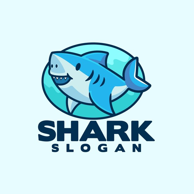 Diseño de dibujos animados de la mascota del logotipo del tiburón