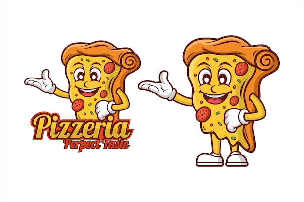 Diseño de dibujos animados de mascota de sabor perfecto de pizzería