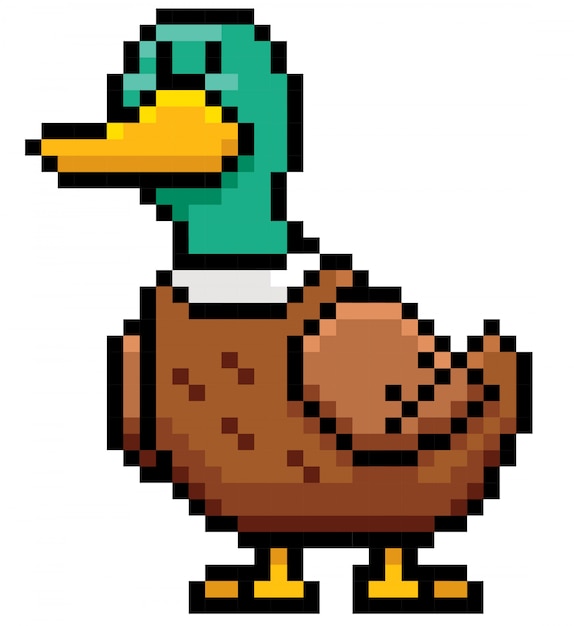 Diseño de dibujos animados pato pixel