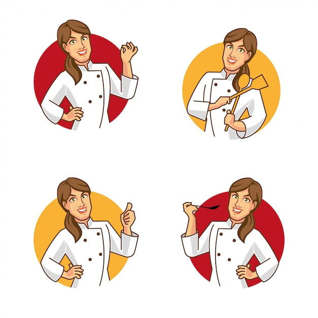 Diseño de dibujos animados de personaje de chef mujer