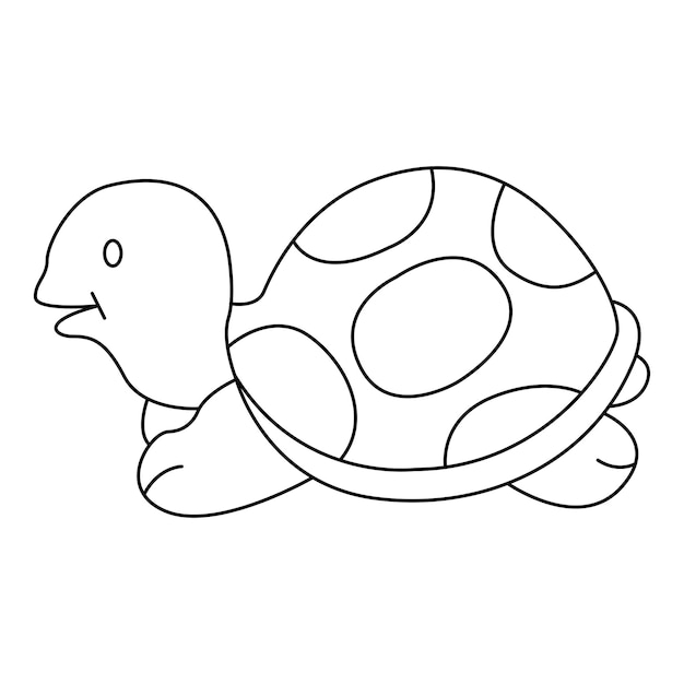 Vector diseño de dibujos animados de vector de contorno de tortuga sobre fondo blanco