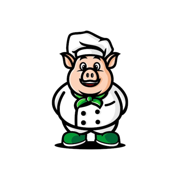 Diseño de dibujos animados vectoriales de cerdo chef
